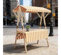 Carro Portátil con Toldo, Puesto de Granja Exterior Plegable, Quiosco Portátil para Eventos de Mercado Agrícola, Puesto de Mercado Agrícola para Mercados, Comida Callejera(Yellow,120cm/47.2in)
