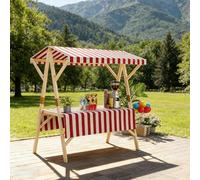 Carro Portátil con Toldo, Puesto de Granja Exterior Plegable, Quiosco Portátil para Eventos de Mercado Agrícola, Puesto de Mercado Agrícola para Mercados, Comida Callejera(Red,150cm/59in)