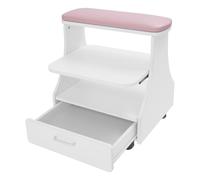 Carro portátil para esteticista, manicura/pedicura, con ruedas y cajón, para pedicura, masajes, cuidado de uñas de dedos en salones de belleza (rosa)