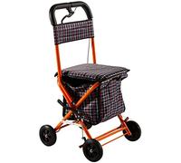 Carro portátil plegable para personas mayores, ayuda para caminar para discapacitados con frenos de mano con bolsa de compras, ligero y compacto, pequeño regalo