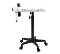 Carro profesional de peluquería, carrito de trabajo para salón de belleza, altura ajustable, para colocar materiales y herramientas en tiendas de peluquería (plata y negro)