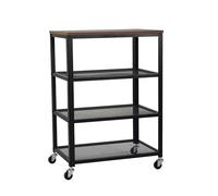 Carro Relaxdays, 4 estantes, Estilo Industrial, Cocina y salón, HBT: 85 x 60 x 40 cm, Carro móvil, Negro/marrón