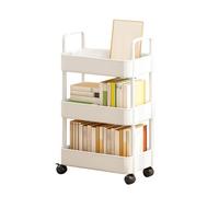 Carro rodante, carro rodante, carro utilitario móvil, carros con ruedas de 3/4 niveles con ruedas, carro de almacenamiento con asa, adecuado para cocina, salón, lugar de trabajo