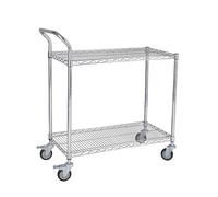 Carro rodante comercial de 2 o 3 niveles, carro utilitario resistente con ruedas y asas, carros de cocina de metal, carro de plataforma móvil para almacén, garaje, taller y oficina.(Silver-2 layer,60x