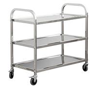 Carro rodante de acero inoxidable para uso general, carrito de servicio, carrito de transporte, carrito de cocina con estantes para uso general, con ruedas de bloqueo, para hotel, restaurante y hogar,