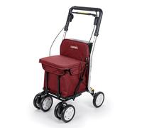 Carlett - Lett800 Comfort | Caminador Plegable con Ruedas | Producto Médico Clase I Homologado | con Asiento | Bolsa Extraíble 29L/15kg | Bandeja Portaobjetos | Rojo