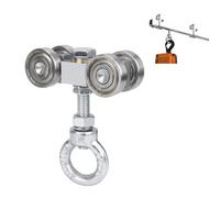 Carro Unistrut de 4 ruedas para polipasto con rodillos giratorios de 360 grados, compatible con canal de puntal de 1-5/8 pulgadas de ancho o más alto con perno M10 y tuercas de ojo de elevación, 1