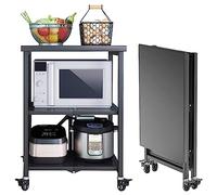 Carro utilitario grande de acero inoxidable de 3 niveles, carros rodantes de cocina, carro de servicio para restaurantes, carro de servicio comercial plegable con ruedas de bloqueo para cocina, hotele