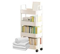 Carro utilitario rodante, carro de almacenamiento rodante - Carrito de libros rodante - Carros con ruedas de 3/4 niveles con ruedas, carro de almacenamiento con asa, adecuado para cocina, sala de