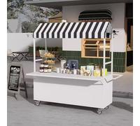 Carro Vendedor Portátil con Ruedas For Almacenamiento Flexible Y Estructura Resistente, Carro For Exteriores Parte Superior Expandible, Ideal For Mercados Nocturnos(White,with Doors,100cm/39.4in)