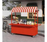 Carro Vendedor Portátil con Ruedas For Almacenamiento Flexible Y Estructura Resistente, Carro For Exteriores Parte Superior Expandible, Ideal For Mercados Nocturnos(Red,with Doors,140cm/55.1in)