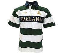 Carrolls Irish Gifts Camiseta de Rugby de Manga Corta a Rayas Blancas y Doradas de Irlanda (XXL), Verde Botella, Blanco, Dorado, XXL