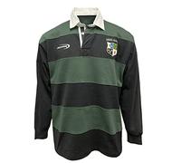 Carrolls Irish Gifts Lansdowne Four Provinces - Camisa de rugby bordada a rayas Irlanda, Rayas verdes y negras, XL