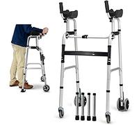 Carros, carrito, andador vertical de aluminio para personas mayores para personas altas, andador plegable con soporte para reposabrazos, carrito auxiliar de movilidad/andador con inodoro