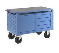 Carros de montaje, de altura regulable eléctricamente eurokraft pro, 1 armario, 4 cajones