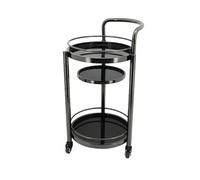 Carros de servir, carro de bar de café redondo de metal de 3 capas, mini carro de herramientas rodante, compartimento de nivel para mesa de café, estante de cocina para el hogar, 16,5 x x 32,6