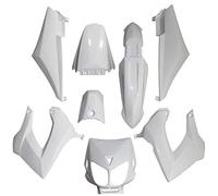 CARROSSERIE-CARENAGE 50 A BOITE Adaptable DERBI 50 Senda 2000>2010 Blanc Brillant (Kit 8 Pieces) -P2R-