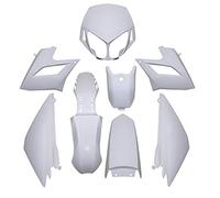 CARROSSERIE-CARENAGE 50 A BOITE Adaptable DERBI 50 Senda DRD Racing 2008> Blanc Brillant (Kit 8 Pieces) -P2R-