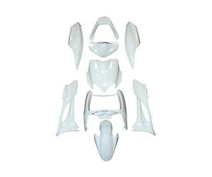 CARROSSERIE-CARENAGE Scoot Adaptable MBK 50 Mach G-Yamaha 50 Jog RR Blanc Brillant (Kit 9 Pieces) -P2R-