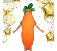Carrot Costume Role Play Outfit - Polyester Kids 53.75x152.6cm And Adult 63.15x179.45cm Funny Vegetable Cosplay Suit For Easter Halloween Food Themed Party - Parent Child Stage Performance Dress Up