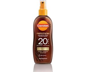 Carroten Protect&Tan Aceite Bronceador SPF 20, 150 ml - Acelerador del Bronceado con Protección Solar - Spray Bronceador con Ácidos Grasos Omega - Protector Solar Spray con Aceite de Zanahoria y Coco
