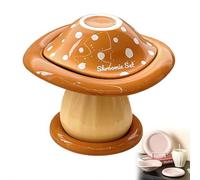 Carroterr Tazón de frutas de hongos de cerámica, cuenco hecho a mano, plato, taza y platillo para horno, bonita taza de decoración del hogar para mujeres para comer todos los días, postres y desayuno