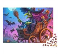 Carroza Bruja Escena Puzzle de 1000 Piezas Papel para Adultos Noche de Halloween Juego de Puzzle 1000 Piezas Relajación Hogar Regalo 52x38cm/1000pcs