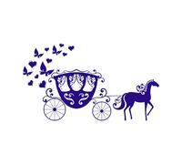 Carruaje de Princesa Había una vez un hermoso carruaje de princesa Calcomanías de pared de vinilo 45x79.1cm Autoadhesivo Azul oscuro