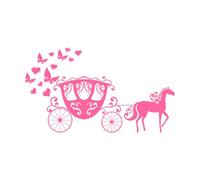 Carruaje de Princesa Había una vez un hermoso carruaje de princesa Pegatinas artísticas de vinilo 45x79.1cm Pegatinas para vidrio Rosa
