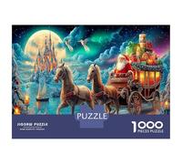 Carruaje tirado por Caballos bajo la Luna 1000 Piezas Puzzle Adultos Cuento de Hadas fantástico Puzzle Cartón Reciclado - Favorito Familias,Fiesta O Descanso Oficina,Regalo Aniversario Chulo 70x50cm