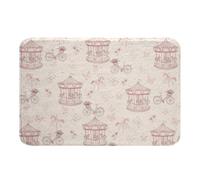 Carrusel De Caballos Y Mar Parque De Atracciones Elegante Bicicleta De Flores Alfombra Exterior Duradera Felpudo Entrada Antideslizante Alfombrilla para Entrada para Cocina Casa 60X40Cm