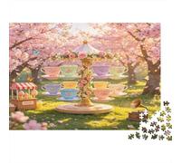 Carrusel Jardín Puzzle de 1000 Piezas Puzzle para Adultos Flores de Cerezo Puzzle para Toda la Familia Relajación Decoración 52x38cm/1000pcs