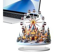 Carrusel Navideño: Estatua Plana De Escritorio De Acrílico 2D, Festivo De Centro De Mesa, Carrusel Para Sala De Estar | Dormitorio Sala De Estudio Con Accesorios Para Fiesta De Cumpleaños De In