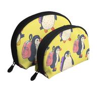 Carry A Bag to School - Bolsas de maquillaje impresas con diseño de pingüino, 2 piezas, portátil, bolsa de aseo de viaje, White, Talla única