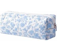 Carry bloom Estuche para lápices para niñas, estuche estético con cremallera, estuche para bolígrafos, suministros escolares, bolsa de maquillaje (1 flor azul)
