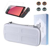 【Carry Case+Screen Protector+Joystick Cap】 Hard Case Compatible with 2025 Nintendo Switch 2 (7.9 inch) & Accessories, Shockproof Scratch-Proof Travel-Friendly Protective Carrying Suitcase - White