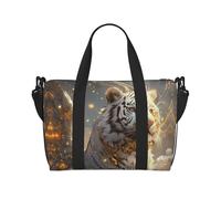 Carry On - Bolsas de lona para mujer, bolsa de viaje para mujer, bolsa de viaje de tigre blanco dorado, artículos personales, artículos esenciales de viaje, bolsa de gimnasio deportiva para hombres y