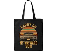 Carry On My Wayward Son - Bolsa de algodón ecológico natural, color negro, Black, Talla única