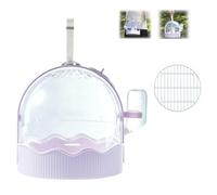 Carryable Large Space Birdcage, Small Bird Travel Cage, Transparent Travel Cage For Small Birds with Adjustable Straps, Safety Buckle & Detachable Stand, with 60ml Water Bottle (Purple)
