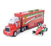 Cars 2 Camión Transportador con Coche de Carreras The King Chick Hicks y Tío Camión Juguete Clásico Escala 1:55 (Color: Rojo)