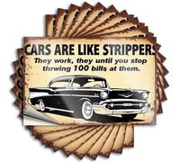 Cars are Like Strippers. They Work Until You Stop Throwing At Them. Saying Friends - Paquete de calcomanías de vinilo con sombrero de rudo para rápido (12 x 18 cm)