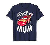 Cars Mcqueen Race To Mum Dia de la Madre Camiseta, Hombre, Azul Marino, S