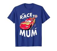 Cars Mcqueen Race To Mum Dia de la Madre Camiseta, Hombre, Azul Real, XXL