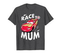 Cars Mcqueen Race To Mum Dia de la Madre Camiseta, Hombre, Jaspeado Oscuro, 5XL