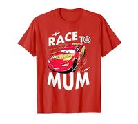 Cars Mcqueen Race To Mum Dia de la Madre Camiseta, Hombre, Rojo, L