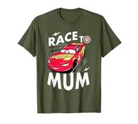 Cars Mcqueen Race To Mum Dia de la Madre Camiseta, Hombre, Verde Oliva, S