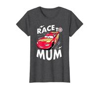 Cars Mcqueen Race To Mum Dia de la Madre Camiseta, Mujer, Jaspeado Oscuro, XS