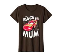 Cars Mcqueen Race To Mum Dia de la Madre Camiseta, Mujer, Marrón, XS