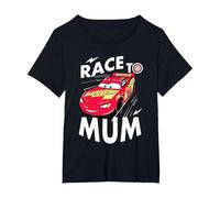 Cars Mcqueen Race To Mum Dia de la Madre Camiseta, Mujer Tallas Grandes, Negro, 5XL Grande