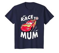 Cars Mcqueen Race To Mum Dia de la Madre Camiseta, Niños, Azul Marino, 8 años